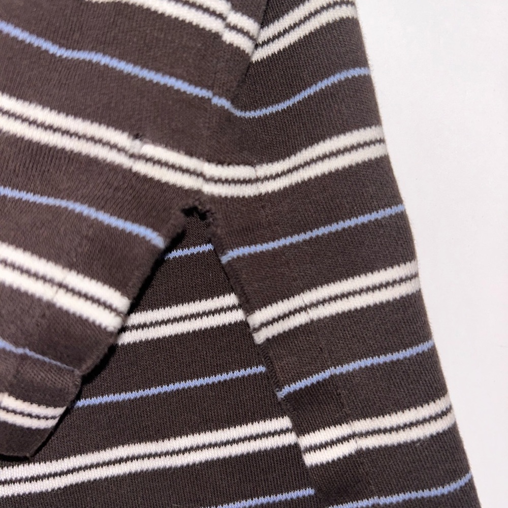 Polo Ralph Lauren‎ VINTAGE brown white blue stripe short sleeve polo size Large - Picture 6 of 11